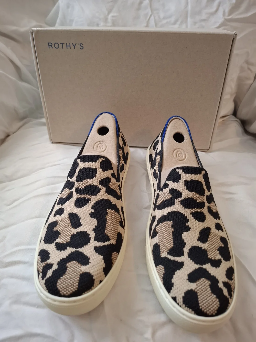Rothy's Leopard Knit Slip-On Sneakers - Black & Tan